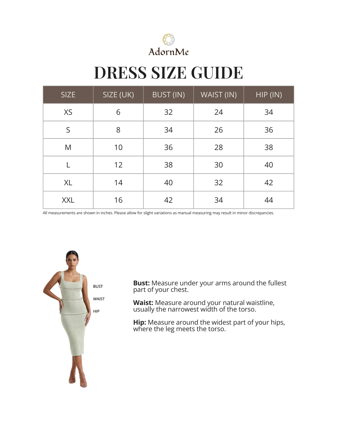 Dress Size Guide